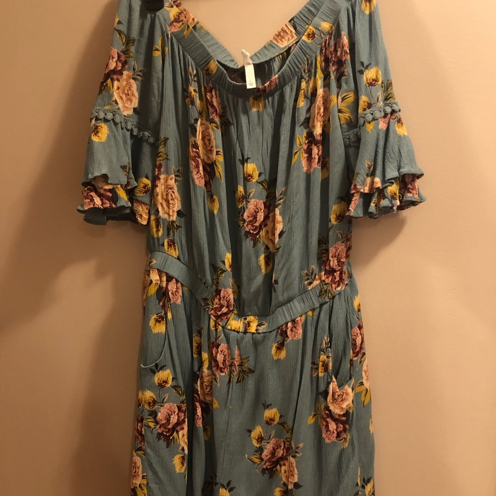 Light blue floral romper